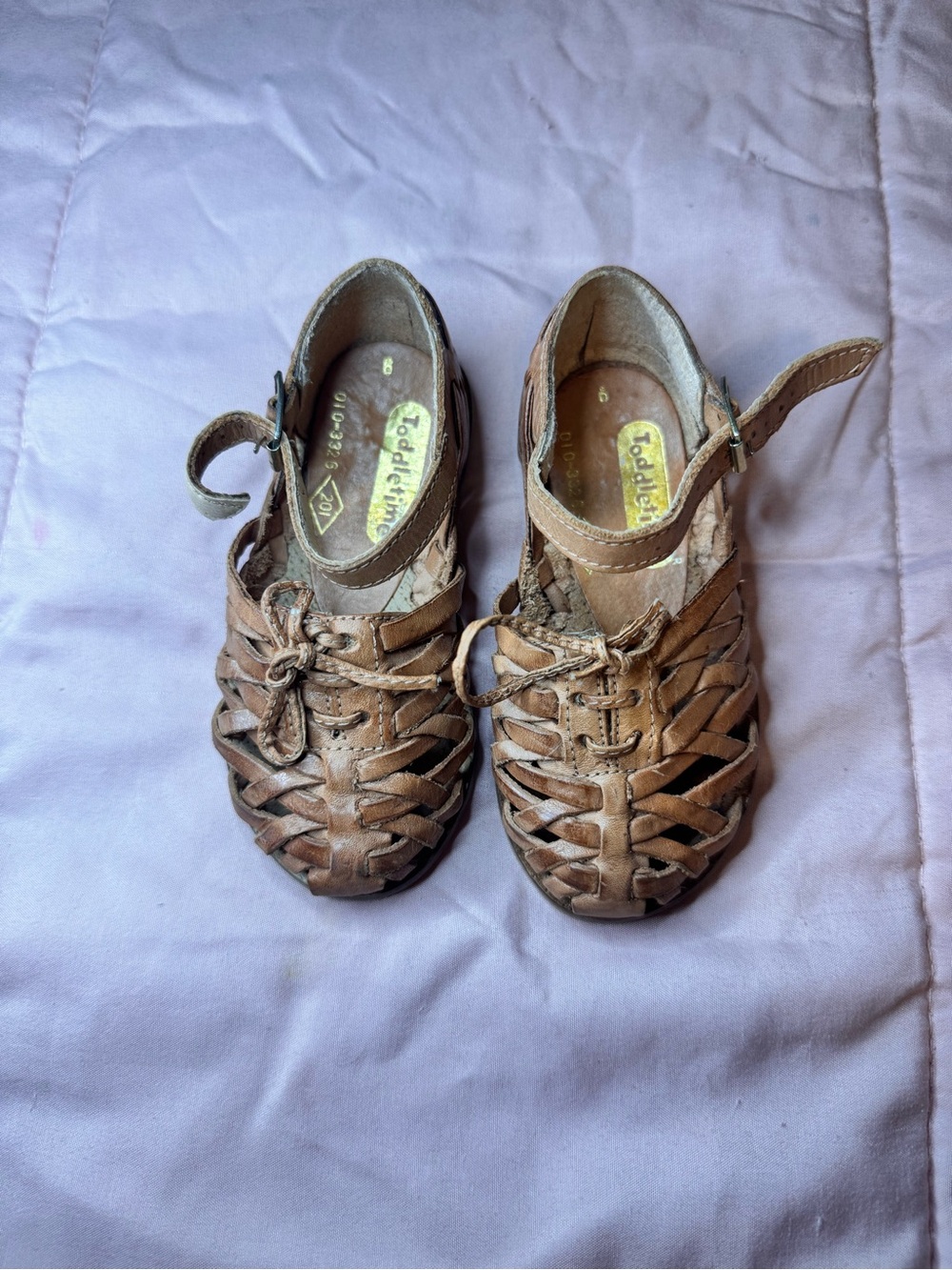Vintage ToddleTime Toddler/Toddler Kids Brown Leather Huarache Sandals -